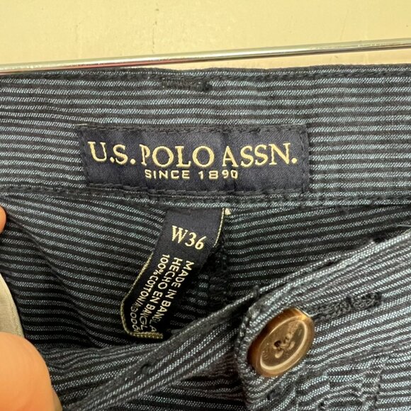 U.S. Polo Assn. Blue Striped Shorts Casual 36 Waist - Picture 2 of 3